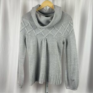 a.n.a Medium Cowl Neck Sweater with Diamond Pattern Bubble Sleeve Pullover